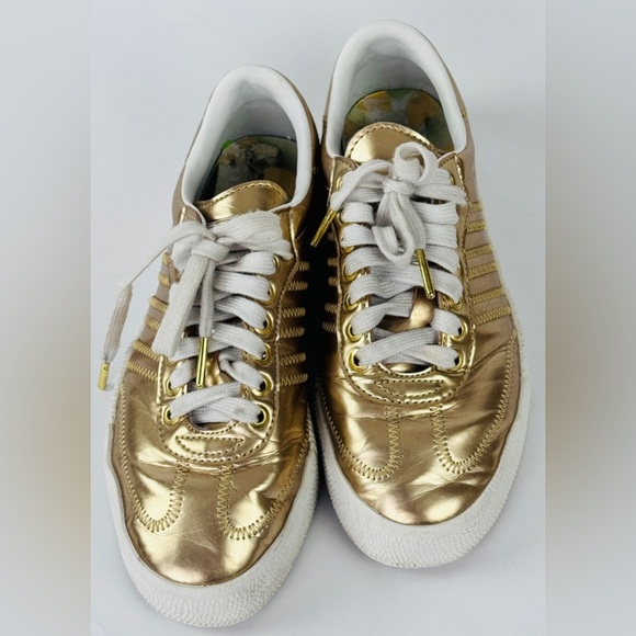 Adidas Sambarose Gold Metallic Shoes Women’s Size 7 Platform Sneakers - Picture 3 of 9